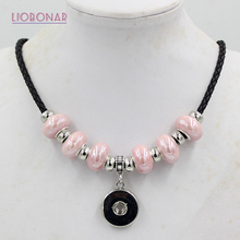 10pcs Wholesale Interchangeable Snap Jewelry 10 Colors Pink Ceramic Bead Pendant Leather Snap Necklace Collier 18mm Snap Jewelry 2024 - buy cheap