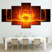 Frame 5 Panel Abstract flame basketball stand Wall Art Posters Prints Canvas Painting Wall Pictures For Living Room Decor 2024 - buy cheap