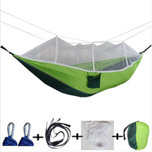 Hamaca de nailon portátil para exteriores, paracaídas con mosquitera, tienda de campaña para senderismo, Camping, jardín, viaje, caza, cama columpio colgante 2024 - compra barato