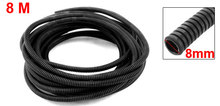 Uxcell-Tubo de manguera de 8mm de diámetro interior, 10mm de diámetro exterior, 8m de largo, negro, Flexible, aislado, corrugado, para tubería de alambre 2024 - compra barato