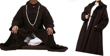 2colors UNISEX Winter Wool tweed meditation cloak buddhism monks warm capezen robemartial arts abbotnunsuits lay coat gown brown 2024 - buy cheap