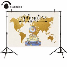 Allenjoy-kit de fotografia com mapa do mundo, tecido estampado, fundo de aniversário, fófone, fotochamada, pôster 2024 - compre barato