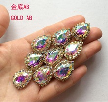 wholesale 20pcs/lot tear-drop AB crystal applique for garment ornaments gold AB strass for shoes white stone garment accessory 2024 - buy cheap