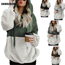 XUANSHOW 2020 Fashion Autumn Winter Long Sleeve Zipper Women Hooded Sweatshirt Plush Coat Keep Warm Fleece Casual Women's Outfit 2024 - buy cheap