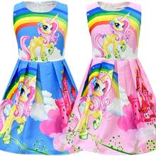 New Summer My Baby Girls Dresses Little Girls Rainbow Cartoon Princess Costume For Kids Unicorn Casual Dress Children's Clothes 2024 - buy cheap