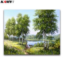 Pintura de diamante 5d diy, punto de cruz de paisaje, mosaico de diamantes redondos completo de Río, bordado de diamantes cuadrados, árbol de la naturaleza 3 2024 - compra barato