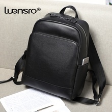 Luensro Large Capacity Men's Genuine Leather Backpack Laptop Bag Male School Bag Men Daypacks Korea Style Casual Travel Bag 2024 - buy cheap