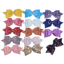 5PCS 13CM 5" Big High Quality Boutique Glitter Synthetic Leather Hair Bows For Hairpins Glitter Bowknot Bow For Girl Women 2024 - buy cheap