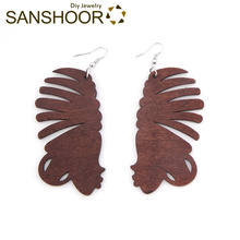 SANSHOOR-pendientes de gota de madera para mujer, joyas bohemias con pelo Natural étnico afrocéntrico, para regalo, 1 par 2024 - compra barato