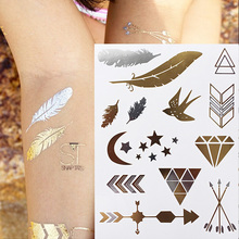 Металлические Временные татуировки «Ласточка», золотые и серебряные татуировки для женщин, боди-арт для вечеринки 2024 - купить недорого