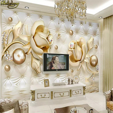 Beibehang Custom Golden Rose Soft Pack bola joyería 3d suelo papeles de pared de fotos para sala de estar mural de fondo de TV papel de pared 2024 - compra barato