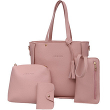 Women Bag Set Top-Handle Big Capacity Female Tassel Handbag Fashion Shoulder Bag Purse Ladies PU Leather Crossbody Bag 2024 - buy cheap