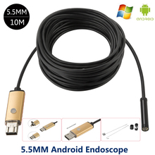 Водонепроницаемый Бороскоп для телефона на Android, камера для осмотра с Micro USB, объектив 5,5 мм, 5/10 м, 6 светодиодов, Hd 640*480 2024 - купить недорого