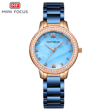 Relojes de cuarzo de acero inoxidable MINI FOCUS para mujer, reloj de pulsera de vestir de lujo para mujer, reloj femenino 0226L azul 2024 - compra barato