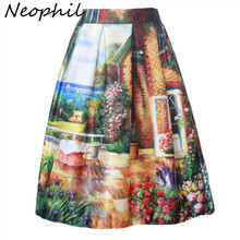 Neophil 2022 Summer Women Garden Floral Painting Printed Ball Gown Pleated High Waist Flare Swing Skirts Female Faldas S07049 2024 - buy cheap
