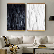 Pintura en lienzo de plumas nórdicas en blanco y negro, carteles grandes, impresiones Morden, cuadro de pared en blanco y negro, para sala de estar y Mesa 2024 - compra barato
