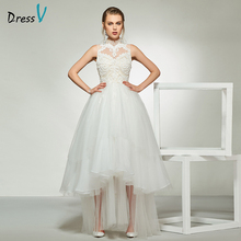 Dressv elegant high neck appliques sleeveless wedding dress button a line  floor length simple bridal gowns wedding dress 2024 - buy cheap