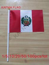 KAFNIK-Bandera de Perú, 10/20/50/100 Uds., Bandera de mano, 14*21CM, Envío Gratis 2024 - compra barato