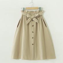 Falda sencilla Vintage para mujer, cinturón plisado de cintura alta con botones, estilo coreano elegante, informal, color negro, 2020 2024 - compra barato