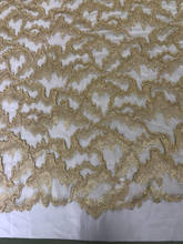 1 yard heavy beaded gold lace fabric, heavy embroidered lace fabric with 3D beads heavy bead lace fabric 2024 - buy cheap