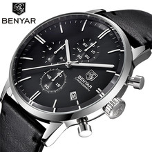BENYAR Fashion Luxury 2720K Brand Mens Leather Watch Business Quartz Watch Stainless Steel Waterproof Watches erkek kol saati 2024 - buy cheap