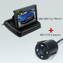 2 in 1 Auto Parking Assistance 4 LED Night Vision Reversing CCD Car Rear View Camera + 4.3 inch Car Reverse Mirror Monitor 2024 - buy cheap