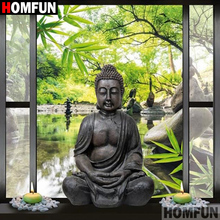 HOMFUN-pintura de diamante 5D DIY "Buda religioso", bordado 3D de diamantes de imitación cuadrados o redondos, regalo de punto de Cruz decoración del hogar, A01412 2024 - compra barato