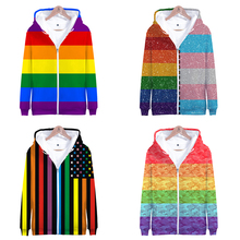 Impresión 3d LGBT Arco Iris bandera lesbianas homosexuales moda hombres mujeres cremallera sudaderas con capucha chaquetas Casual manga larga 3D sudaderas Tops 2024 - compra barato