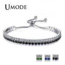 UMODE Новые разноцветные модные циркониевые браслеты с кристаллами для женщин, двухслойный браслет из белого золота с цепочкой, ювелирные изделия AUB0125 2024 - купить недорого