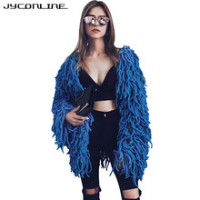 JYConline 2017 Autumn Winter Faux Fur Coat Women Warm Knitting Shaggy Jacket Women Cardigan Hairy Soft Fur Coat Female Overcoat 2024 - buy cheap