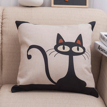 ¡Oferta! funda de cojín con patrón de gato de dibujos animados, funda de almohada de lino 45x45 cm, fundas de almohada decorativas para el hogar 340-0026 2024 - compra barato