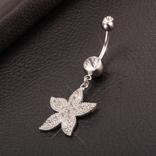 Starfish Shape Zircon Navel Piercing Medical Stainless Steel Belly Button Ring Surgical Steel Piercing Body Jewelry 2024 - buy cheap