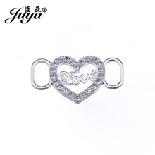 Juya-acessórios para fazer joias, baratas, conectores para pulseira em forma de coração, alfabeto, 35x20mm, com strass, cr0049 2024 - compre barato