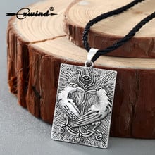 Cxwind Retro Valknut Norse Vikings Odin's Symbol Huginn Munin Animal Ravens Necklaces Evil Eye Pendant Necklace Jewelry for Gift 2024 - buy cheap