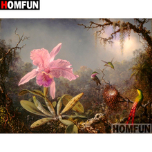Алмазная 5d-картина HOMFUN «Птицы и цветы», вышивка крестиком, полная выкладка, квадратная/круглая, домашний декор, A15805 2024 - купить недорого