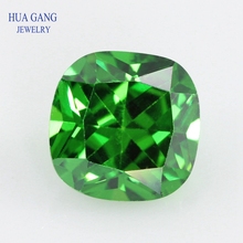 3x3~12x12mm Green Color Cushion Cut Shape Loose CZ Stone Beads Brilliant Cut 5A Synthetic Gems Cubic Zirconia For Jewelry 2024 - buy cheap