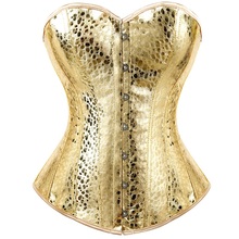 Women Gold Faux Leather Corset Bustier Top Overbust Shapewear  Sexy Nightclub Clothing Steampunk Shapers Lingerie Corsets 2024 - buy cheap