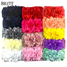 20pcs/lot Handmade Eco-friend Extra Wide Soft Nylon Elastic Headband with Double 8cm Lotus Flower Kids Party Headwear HB076 2024 - buy cheap