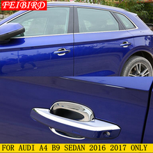 Brillante lado plateado puerta manija pomo de la puerta perilla de Panel de recorte cubierta accesorios Exterior para Audi A4 B9 Sedan 2016 - 2019 2024 - compra barato