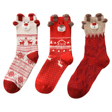 Calcetines estéreo de algodón suave para mujer, medias cálidas de Papá Noel y ciervo, regalos de Navidad, invierno, 3 pares 2024 - compra barato