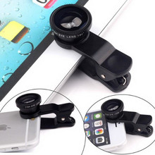 Универсальный объектив для телефона 3 в 1, объектив «рыбий глаз» с зажимом, широкоугольный макрообъектив для мобильного телефона iPhone 5S 6 Samsung note S6 S5 HTC для всех телефонов 2024 - купить недорого