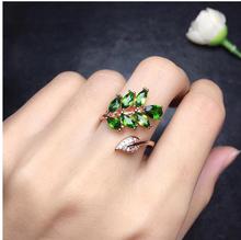 Natural Diopside ring Free shipping Natural green diopside 925 sterling silver Fine jewelry ring For men or women 3*6mm 7pcs 2024 - buy cheap