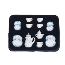 15 pçs 1/12 casa de bonecas miniatura flor azul patten porcelana café copos chá cerâmica utensílios de mesa casa de bonecas acessórios de cozinha quente 2024 - compre barato