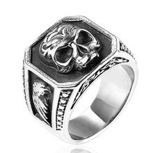 Мужское кольцо с черепом aneis, байкерское кольцо в готическом стиле, в стиле панк 2024 - купить недорого