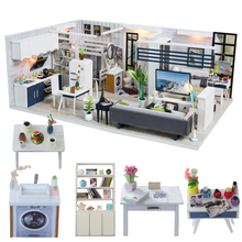 Cutebee DIY миниатюрный дом с мебелью, светодиодная музыкальная Пылезащитная крышка, модель, строительные блоки, игрушки для детей, Casa De Boneca J18 2024 - купить недорого