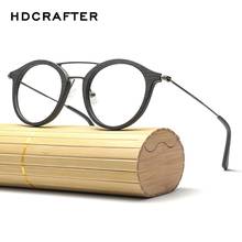 HDCRAFTER Round Eyeglasses Frames Wood Grain Optical Prescription Glasses Frame Transparent Lens Men Women Reading Glasses 2024 - buy cheap