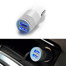 Universal Double USB Auto Car Charger Charging Metal Flat Mobile Phone Universal Charging 2.1V Small Steel Cannon Car Charger 2024 - buy cheap