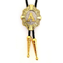 High quality Gold silver color  Letter A to Z Rodeo Bolo Tie for Men Kravat Western Cowboy Southwest Bola Tie Males Accessories 2024 - buy cheap