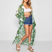 Casual Womens tops and blouses Chiffon Shawl Leaves Print Kimono Cardigan Top Cover Up Beachwear blouse women #20181228 2024 - buy cheap