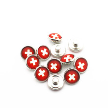 20 unids/lote de botones a presión de bandera nacional de Suiza, cristal de 12mm, apto para pulsera a presión, dijes de botón, joyería, venta al por mayor 2024 - compra barato